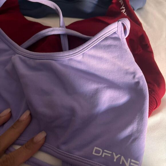 DFYNE Medium Activewear Bundle Halter Strappy Lot of 7 Red Blue Sports Bras - Picture 3 of 8